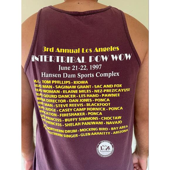 Vintage 90s Single Los Angeles Intertribal Native American Pow Wow Tank Top XL - Picture 4 of 5